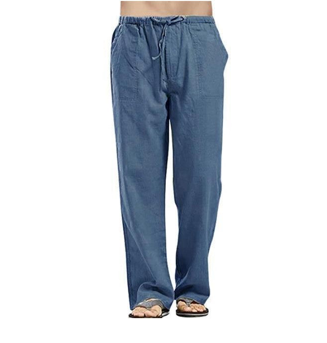 Herren nan lockere Leinenhose mit Tunnelzugbund und geradem Bein Echo Archiv