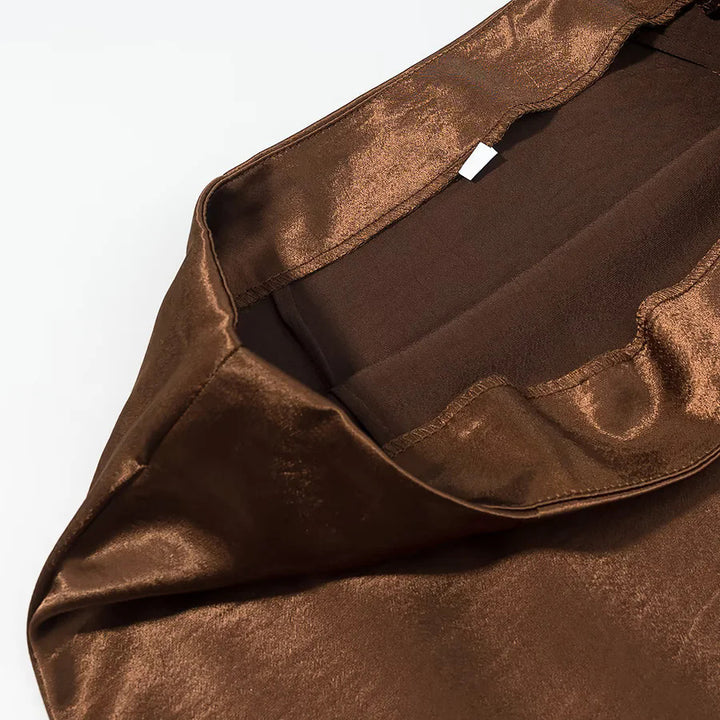 Damen nan Maxirock mit transparentem Spitzenunterteil und asymmetrischem Satin-Overlayer Echo Archiv