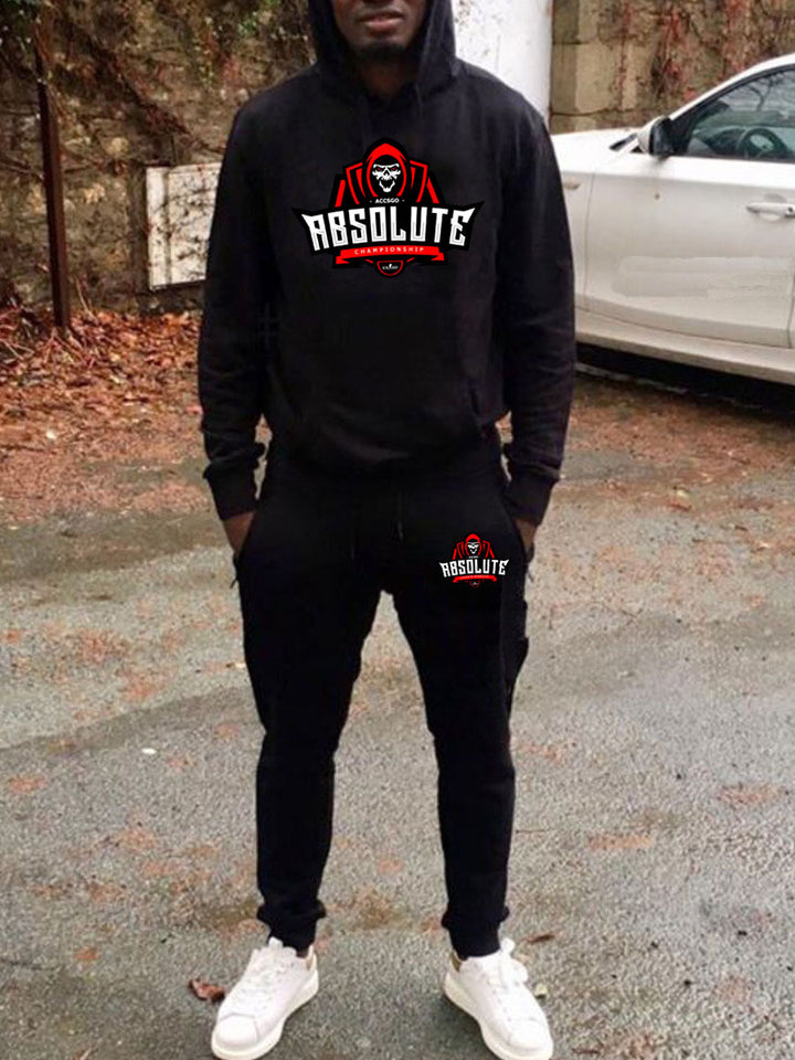 Herren Kapuzenpullover und Jogginghose Set mit sportlichem Grafikdruck Echoarchiv