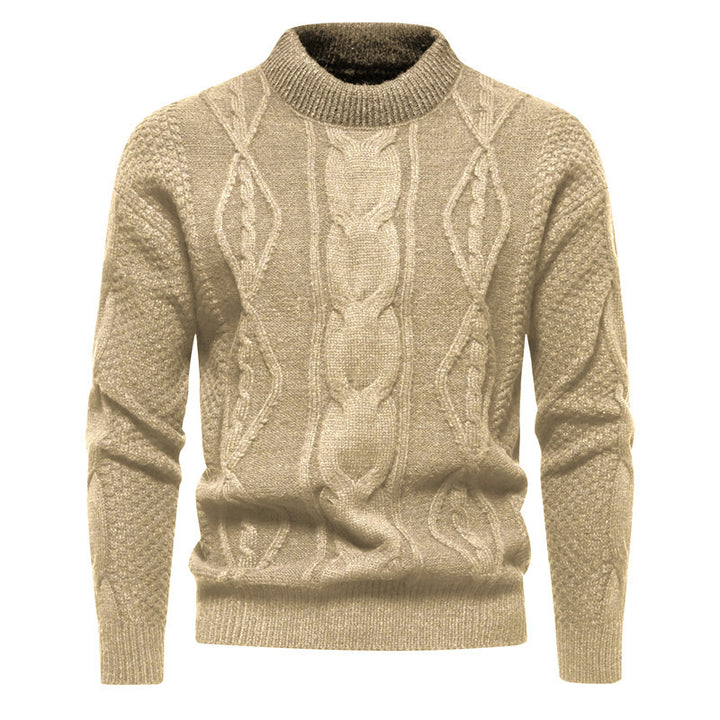 Herren Feinstrick-Pullover mit kurzem Stehkragen und Zopfstrickstruktur Echo Archiv