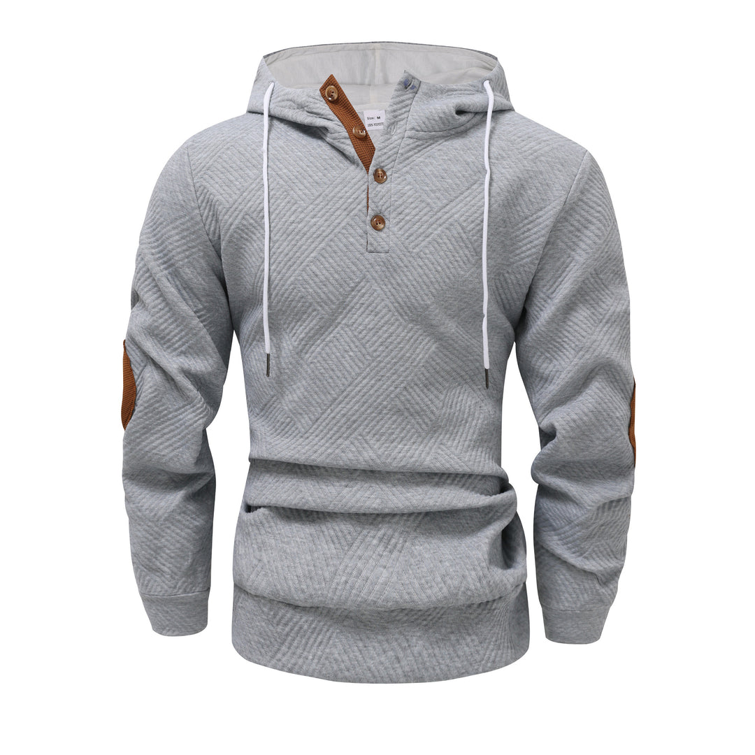 Herren modischer Kapuzenpullover mit strukturiertem Design und Knopfleiste Echoarchiv