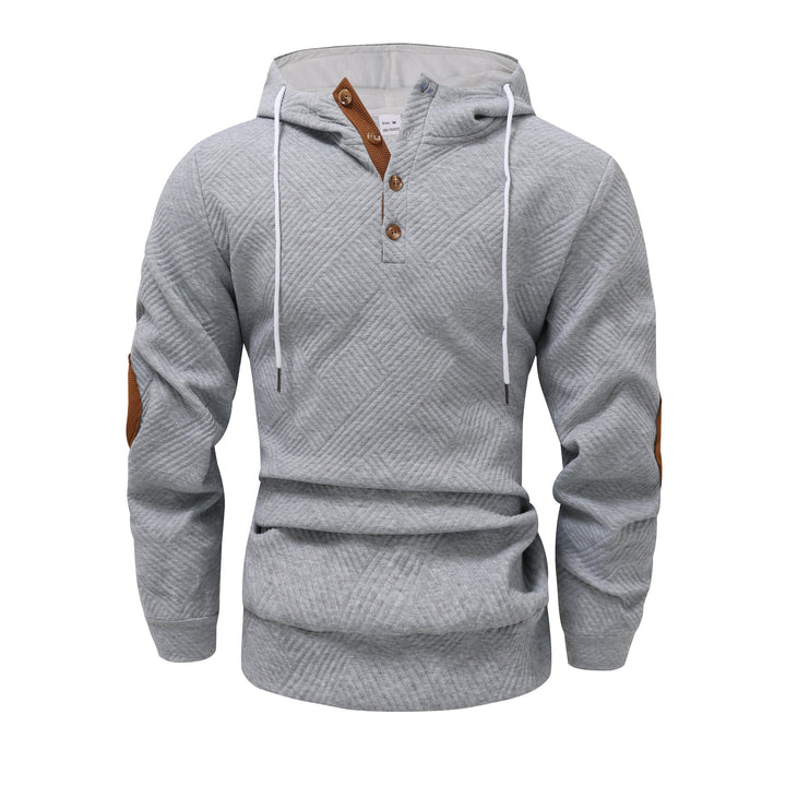 Herren modischer Kapuzenpullover mit strukturiertem Design und Knopfleiste Echoarchiv