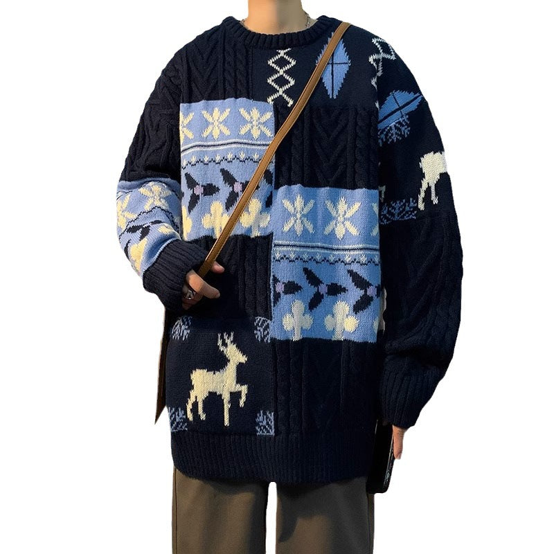 Damen gemusterter Grobstrickpullover Echoarchiv