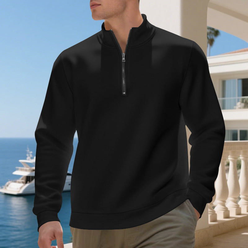 Herren sportlicher Pullover mit halbem Reißverschluss und atmungsaktiver Struktur Echoarchiv