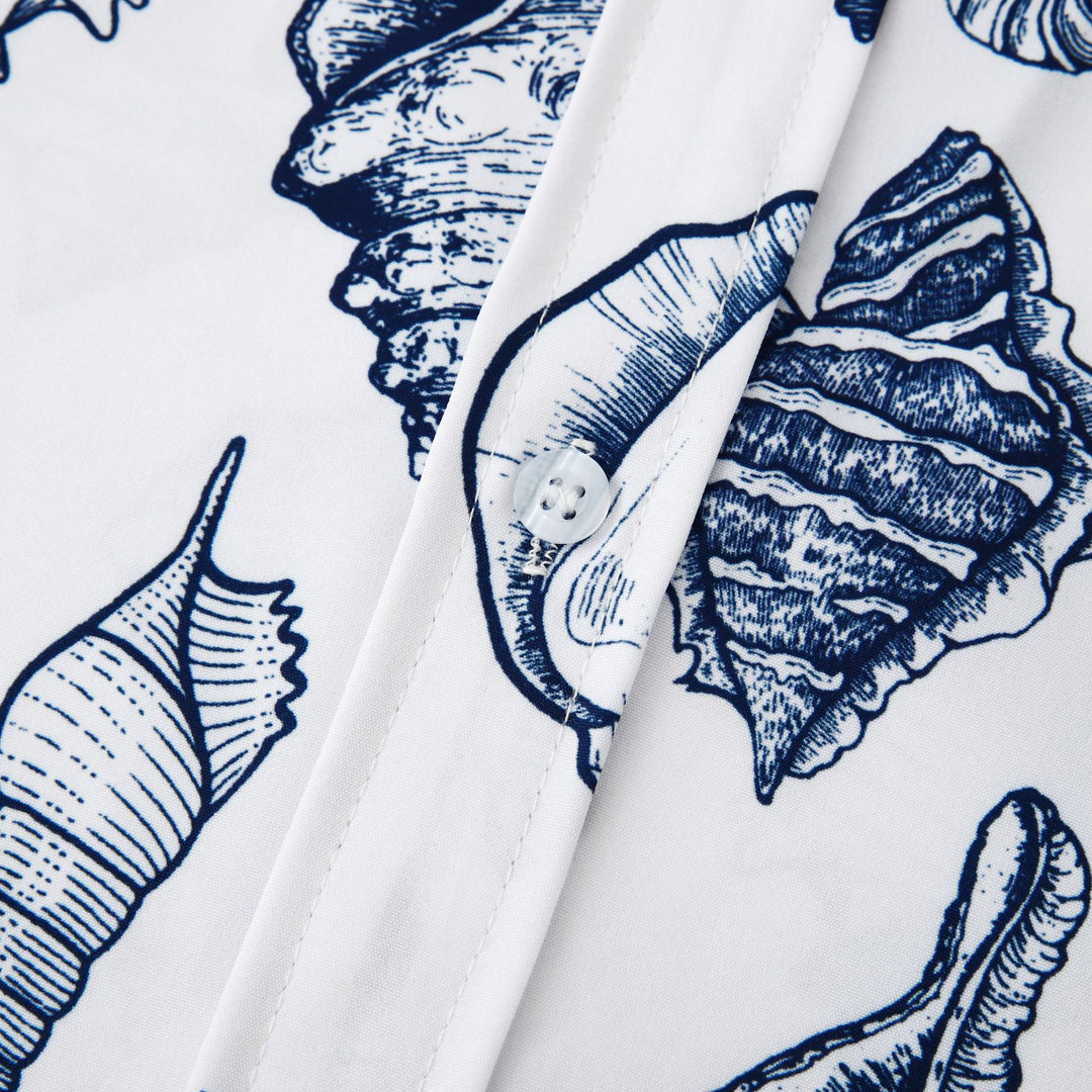 Herren Kurzarmhemd mit maritimem Muschel-Design Echoarchiv