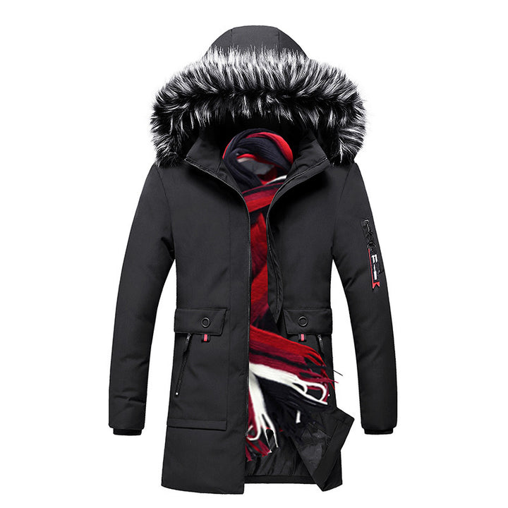 Herren langer Thermo-Parka mit Kunstfellkapuze, wasserabweisender Außenlage und Mehrfach-Taschen – Montevé