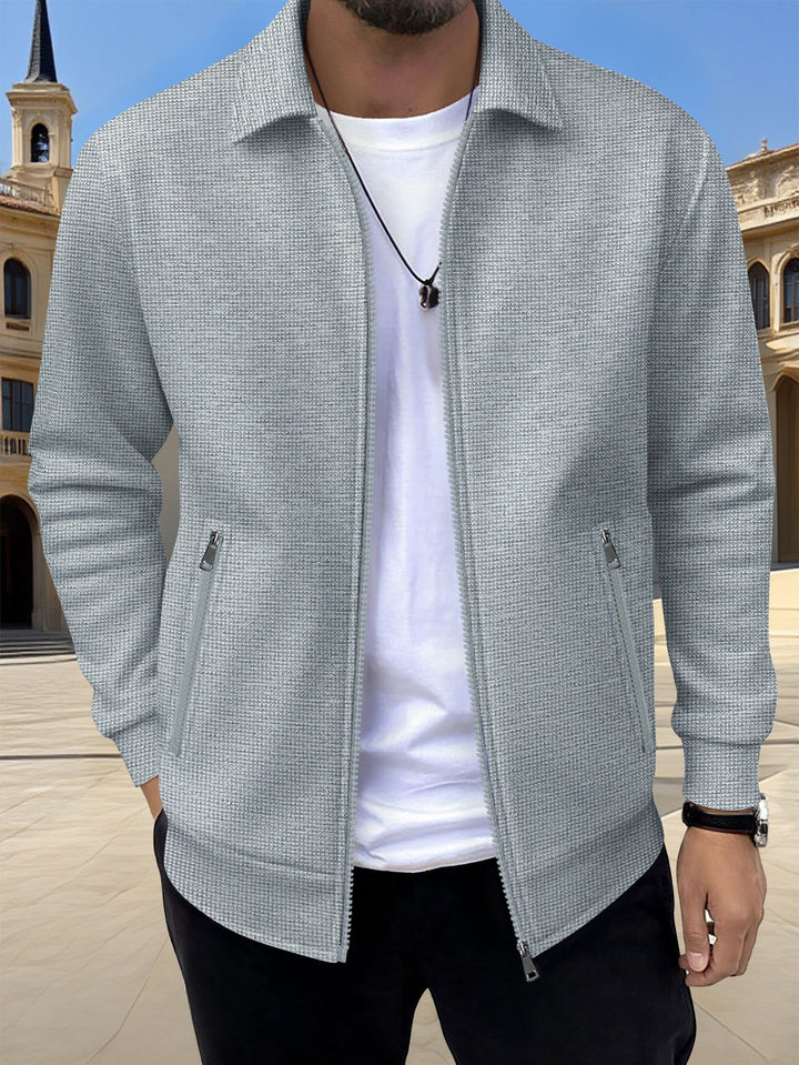 Herren moderne Freizeitjacke mit strukturiertem Design und praktischen Reißverschlusstaschen Echoarchiv
