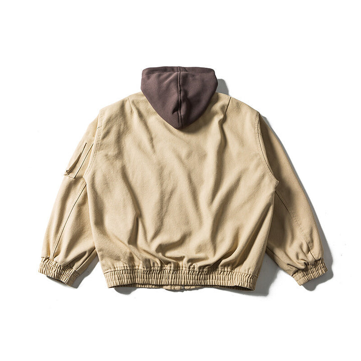 Unisex Oversize Canvas Kapuzenblouson mit Utilityärmeltasche und elastischem Bund Echoarchiv
