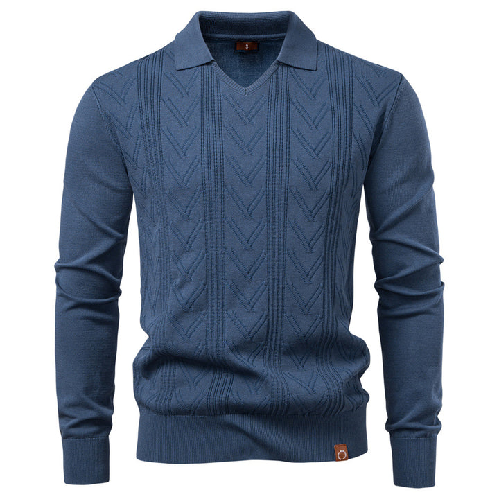 Herren Pullover mit V-Ausschnitt und strukturiertem Design Echoarchiv