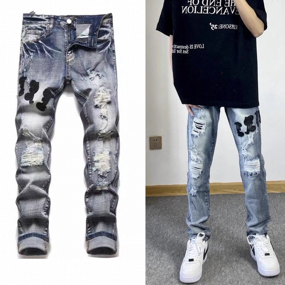 Herren Modische Ripped Jeans im Vintage-Stil Echoarchiv
