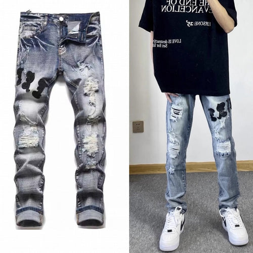 Herren Modische Ripped Jeans im Vintage-Stil Echoarchiv