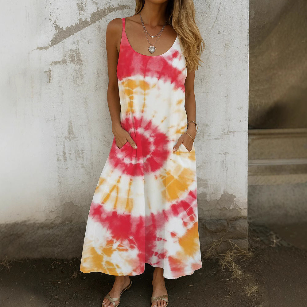 Damen Maxikleid mit Spiral-Design und praktischen Taschen Echo Archiv