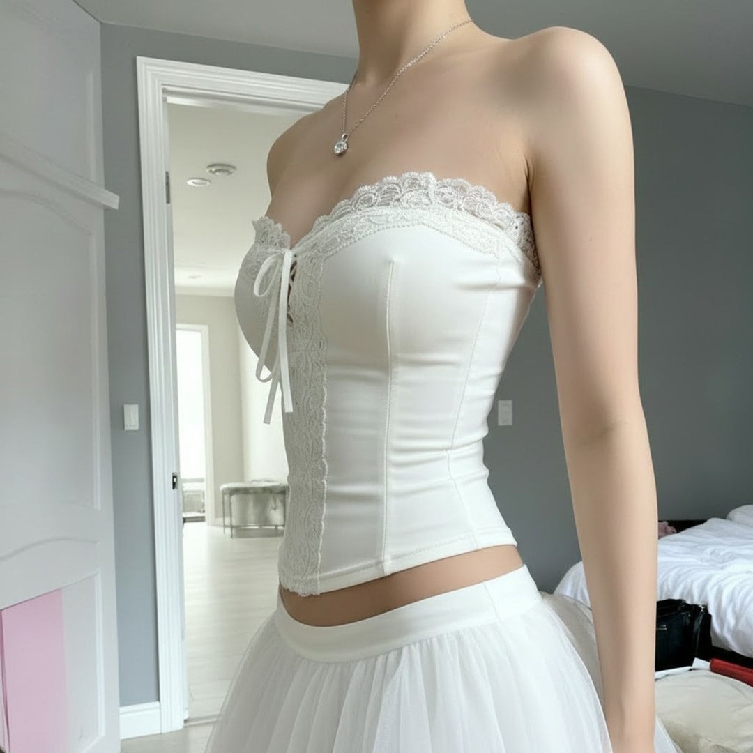 Damen Spitzen-Corsage mit verstellbarem Schnür-Design Echo Archiv