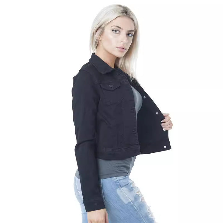 Damen klassische Denim-Jacke im modischen Schnitt mit Knopfdetails Echo Archiv
