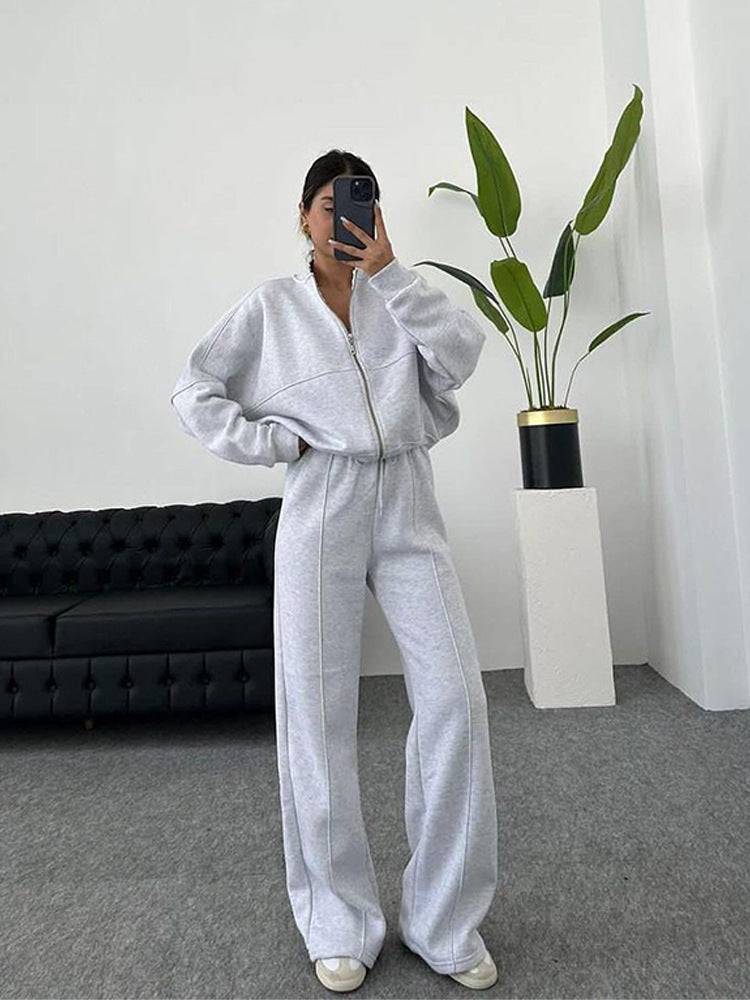 Damen nan Oversize Reißverschlussjacke mit weiter High-Waist Loungehose Set Echo Archiv