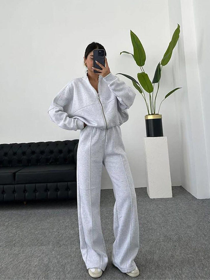 Damen nan Oversize Reißverschlussjacke mit weiter High-Waist Loungehose Set Echo Archiv