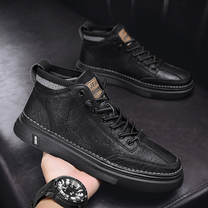 Damen Hohe Sneakers aus echtem Leder mit robustem Profil und dämpfender Sohle Echo Archiv