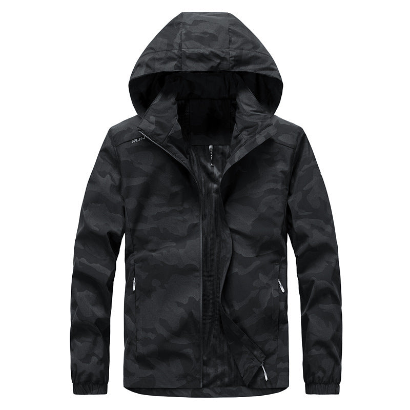 Herren Leichte atmungsaktive Kapuzenjacke im Camouflage-Look mit wasserabweisender Oberfläche – Taviero