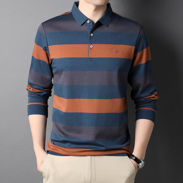 Herren langärmliges Polohemd mit gestreiftem Design Echoarchiv