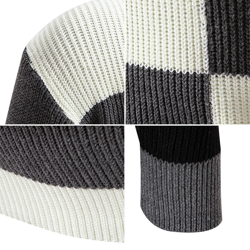 Herren modischer Rollkragenpullover mit strukturiertem Karomuster Echoarchiv