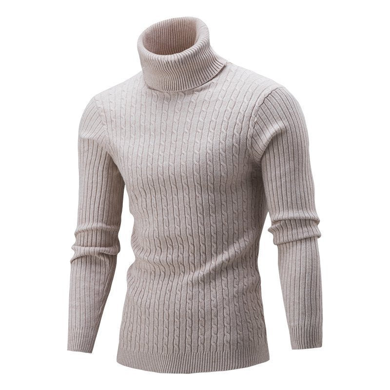 Herren nan gerippter Rollkragenpullover mit Zopfmuster und körpernaher Slim-Fit-Silhouette Echo Archiv
