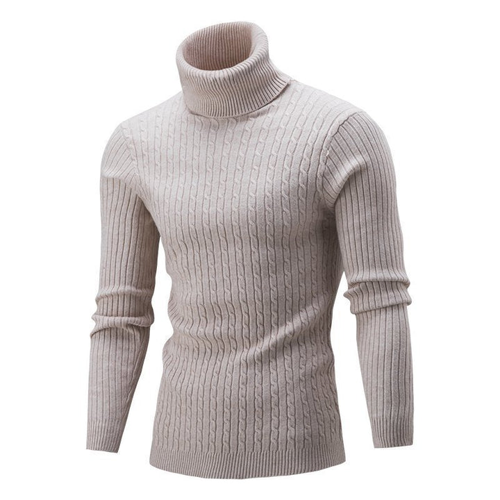 Herren nan gerippter Rollkragenpullover mit Zopfmuster und körpernaher Slim-Fit-Silhouette Echo Archiv