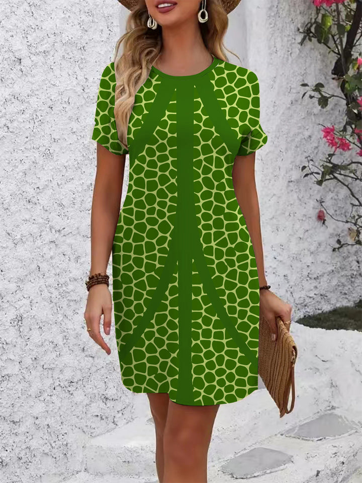 Damen Kurzarmkleid mit geometrischem Print Echo Archiv
