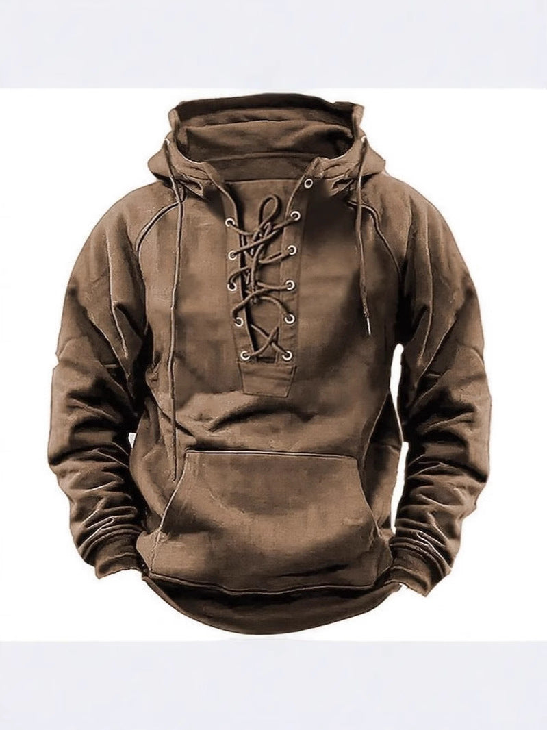 Herren Kapuzenpullover mit innovativem Schnürdesign und weichem Innenfutter Echoarchiv