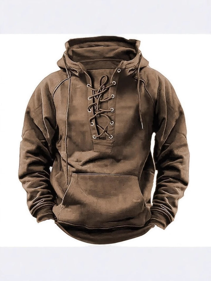 Herren Kapuzenpullover mit innovativem Schnürdesign und weichem Innenfutter Echoarchiv