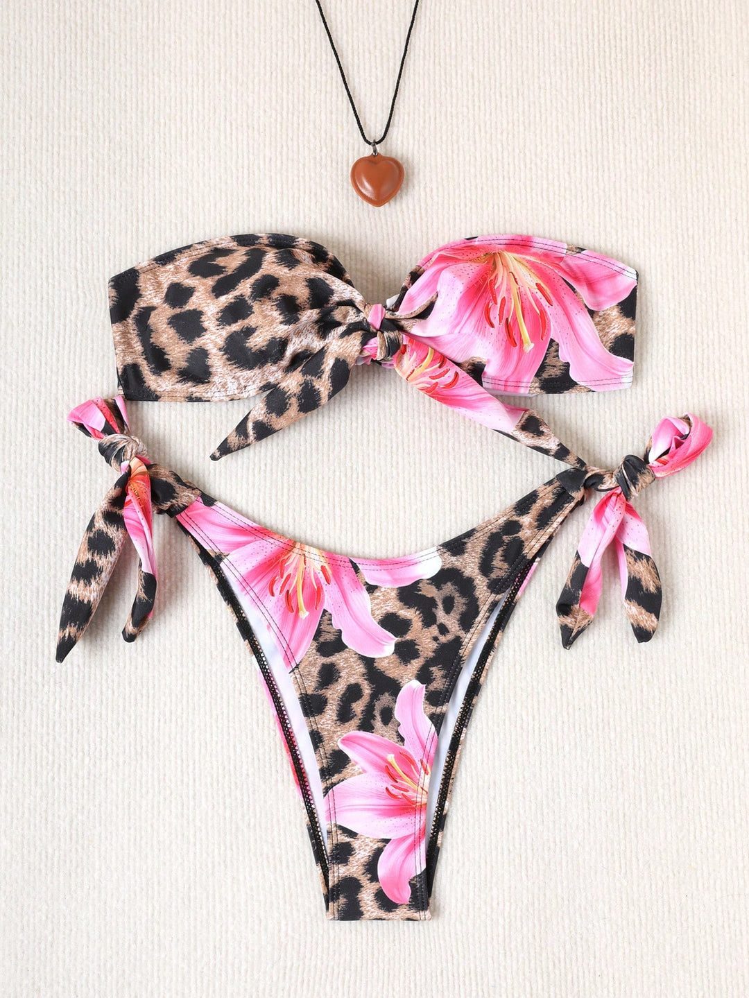 Damen Bikini-Set mit floralem Leopardenmuster und verstellbaren Trägern Echo Archiv