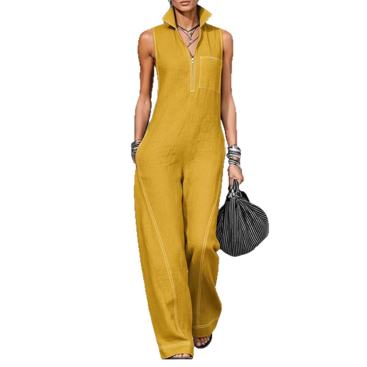 Damen Utility-Jumpsuit mit hochgeschlossenem Kragen und tiefem Reißverschluss Echo Archiv