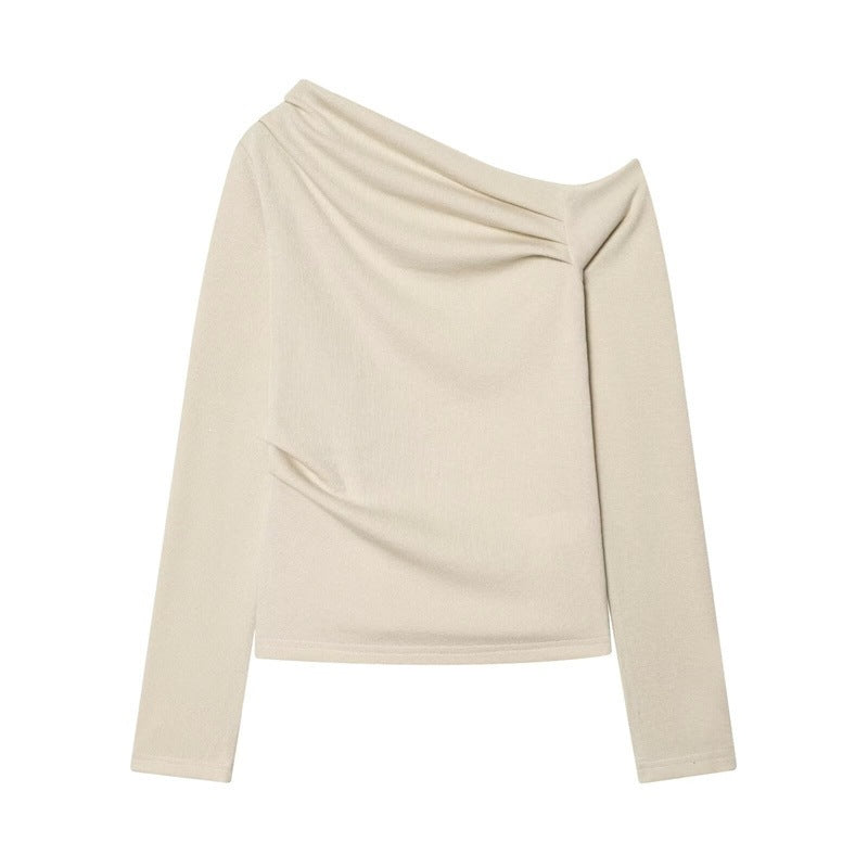 Damen asymmetrischer Feinstrick-Pullover mit Wasserfallkragen und taillierter Silhouette Echo Archiv