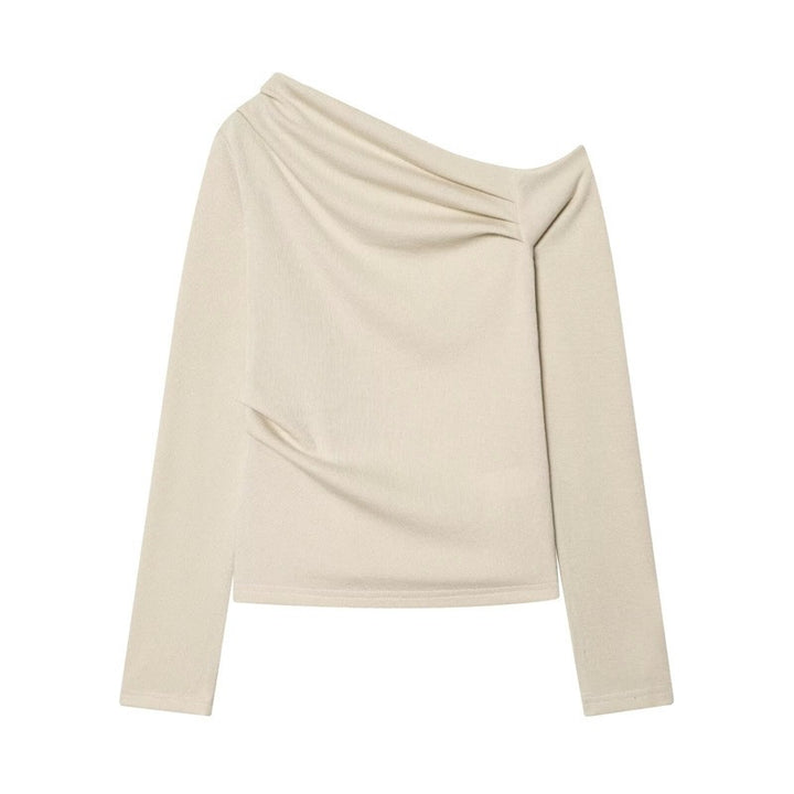 Damen asymmetrischer Feinstrick-Pullover mit Wasserfallkragen und taillierter Silhouette Echo Archiv