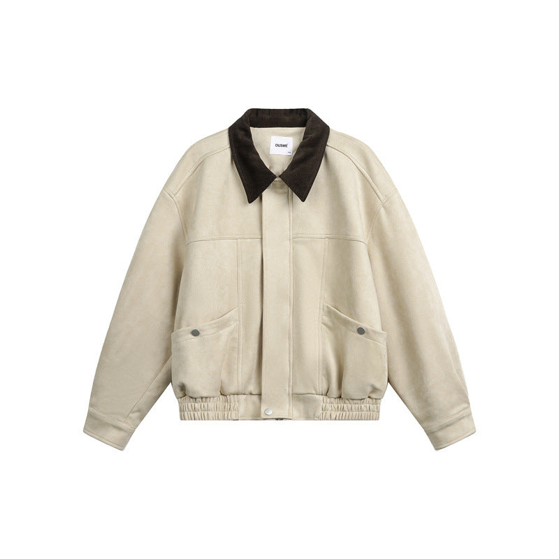 Unisex Kurz geschnittene Boxy-Blousonjacke mit Cordkragen und elastischem Bund Echoarchiv