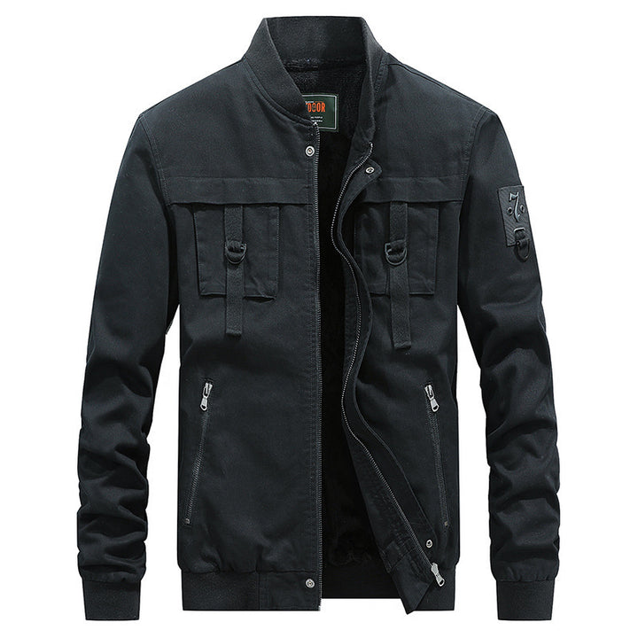 Herren Canvas-Bomberjacke im Fieldstil mit Gurt- und Ringdetails – Brevano