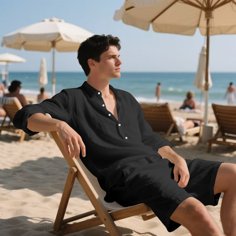 Herren lässiges Strandoutfit mit Hemd und Shorts Echoarchiv