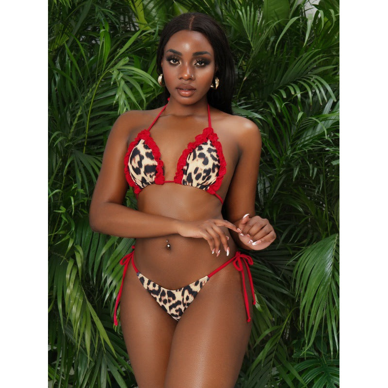 Damen Triangel-Bikini mit modischen Rüschendetails und aufregendem Tiermuster Echo Archiv
