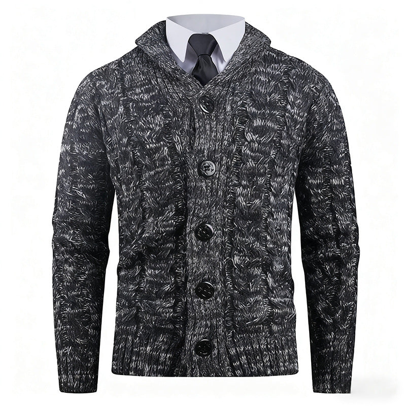 Herren Strickjacke mit Zopfmuster und schickem Schalkragen Echoarchiv