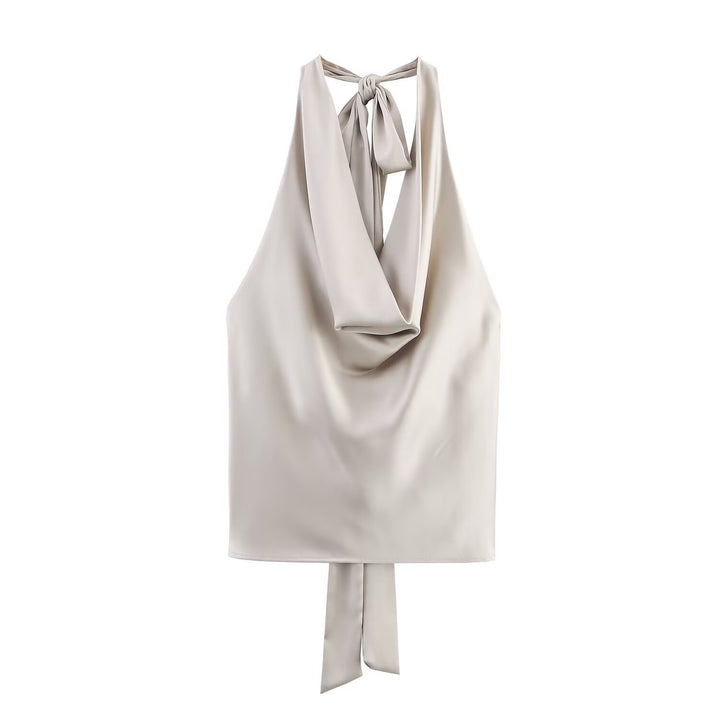 Damen Edles Haltertop mit fließendem Schnitt und eleganter Rückenbinde Echo Archiv