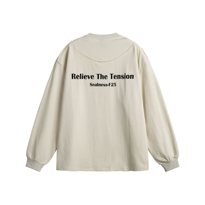 Unisex Oversize-Longsleeve mit dropped shoulder, gerippten Bündchen und minimalistischer Bruststickerei Echoarchiv