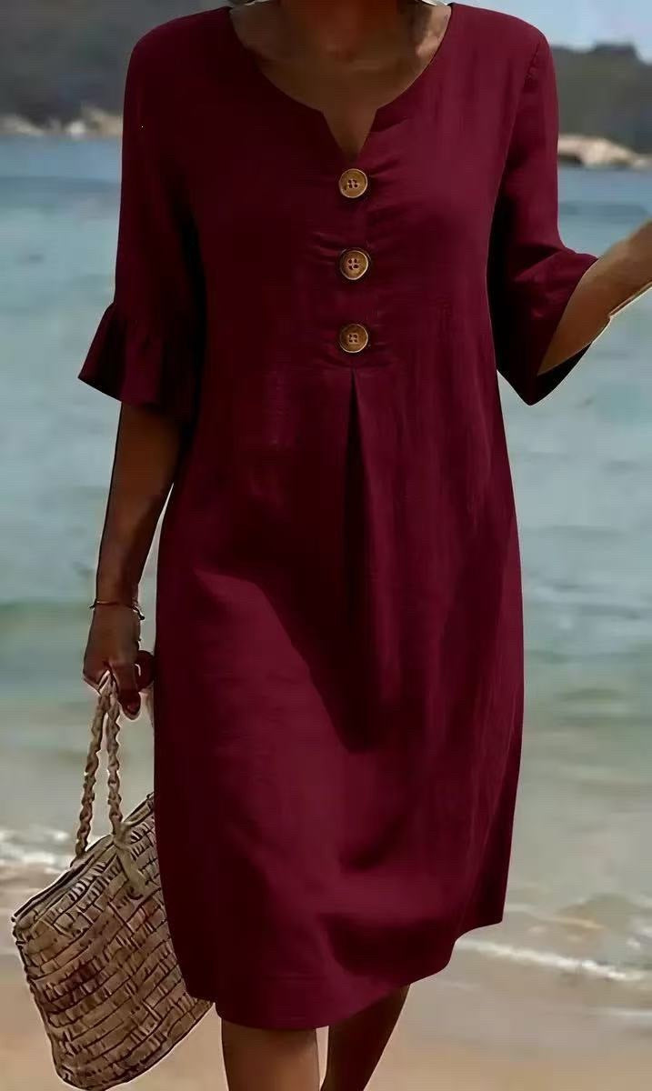 Damen Leichtes Sommerkleid mit Knopfdetails Echo Archiv