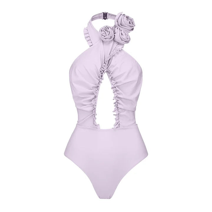 Damen Hochwertiger einteiliger Badeanzug mit außergewöhnlichem Schnitt und floralen Details Echo Archiv