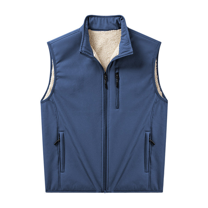 Herren Sherpa-gefütterte Softshell-Weste mit Stehkragen und Reißverschlusstaschen Echoarchiv