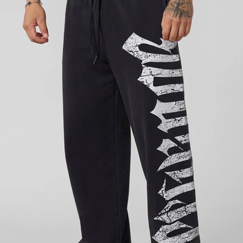 Herren nan weite Sweathose aus angerautem Fleece mit seitlichem Vintage-Print und Kordelbund Echo Archiv