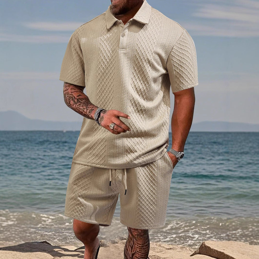 Herren Polo-Shorts-Set im strukturierten Design Echoarchiv