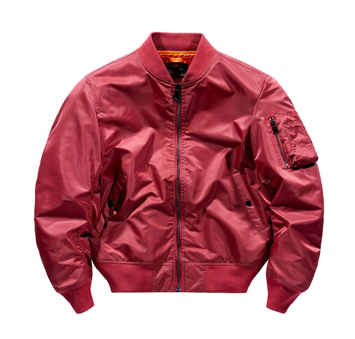Herren Flieger-Bomberjacke aus technischem Nylon mit Rippbündchen und Ärmeltasche – Brevano