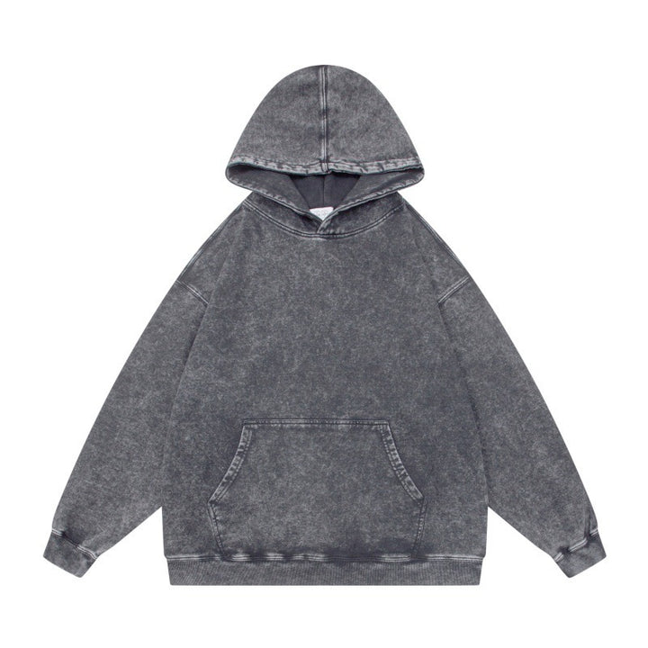 Unisex Oversize-Kapuzenpullover im Acid-Wash mit Kängurutasche und Raglanärmeln Echoarchiv