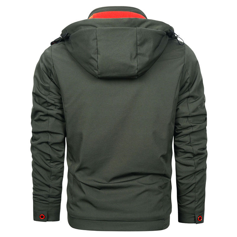 Herren Sportliche Softshell-Hoodiejacke mit wasserabweisender Membran Brusttasche und Stehkragen Echo Archiv