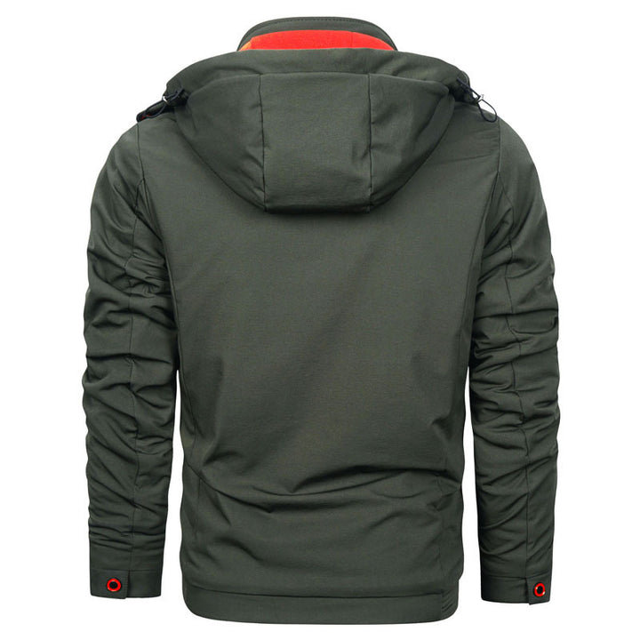 Herren Sportliche Softshell-Hoodiejacke mit wasserabweisender Membran Brusttasche und Stehkragen Echo Archiv