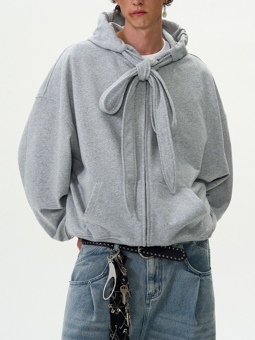 Damen Modische Kapuzenjacke mit Schleifen-Detail